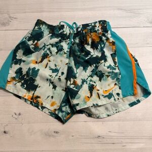 Nike drifit girls aqua orange patterned shorts youth large